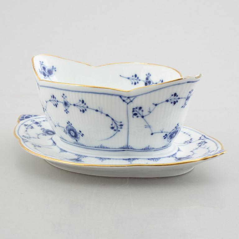 A pair of dishes and a sauce bowl, "Blue Fluted" / "Musselmalet" Royal Copenhagen, 1850-70 and 1893-1900.