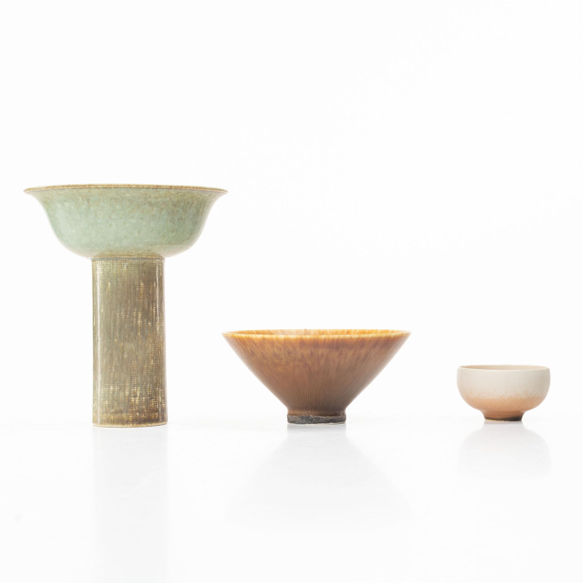 Sven Wejsfelt, vaser, 3 st, och skålar, 3 st, unika, stengods, Gustavsbergs Studio 1986-93.