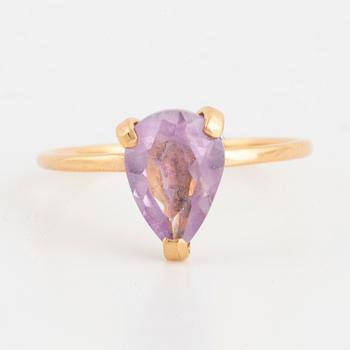 Pear shaped amethyst ring.