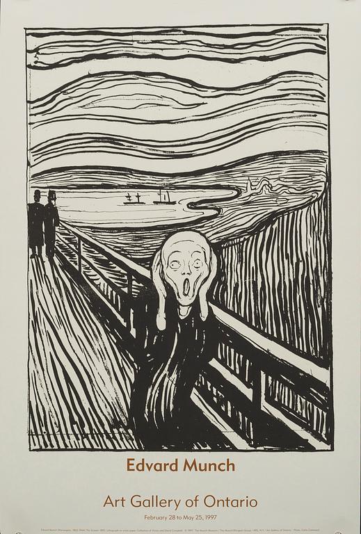 EDVARD MUNCH, efter,  LITOGRAFISK UTSTÄLLNINGSAFFISCH "Art Gallery of Ontario 1997.