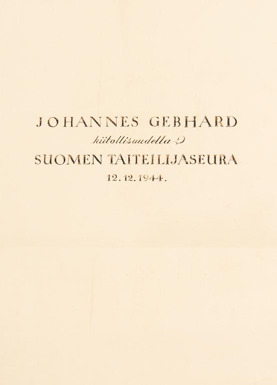 Konstnärsmapp med arbeten av olika finska konstnärer, 1944.