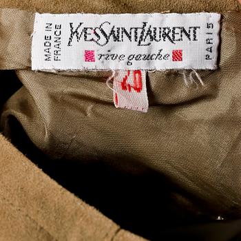 YVES SAINT LAURENT, a olive green suede dress.