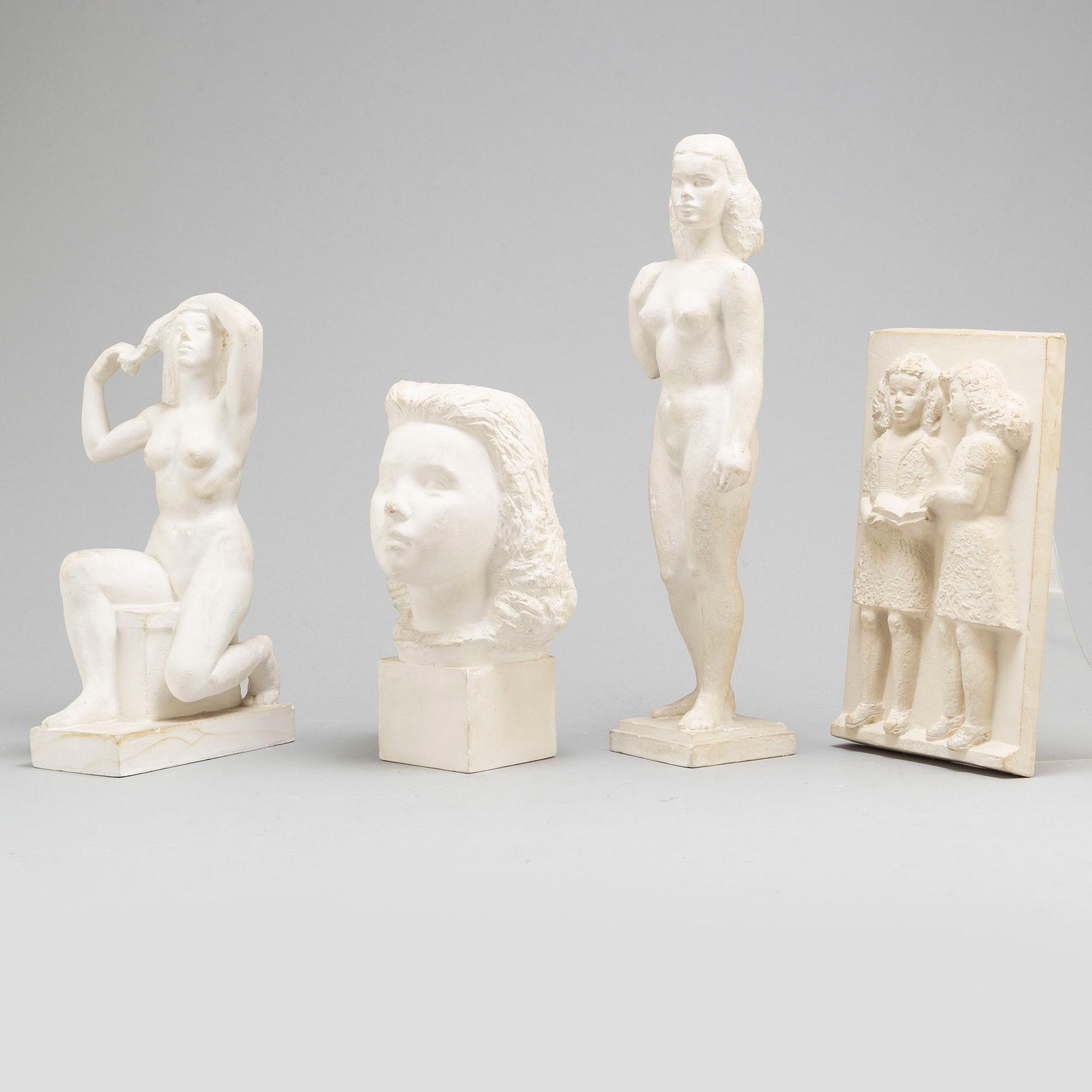 EMIL NÄSVALL, four plaster sculptures.