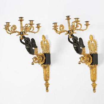 A pair of Empire style appliques, circa 1900.