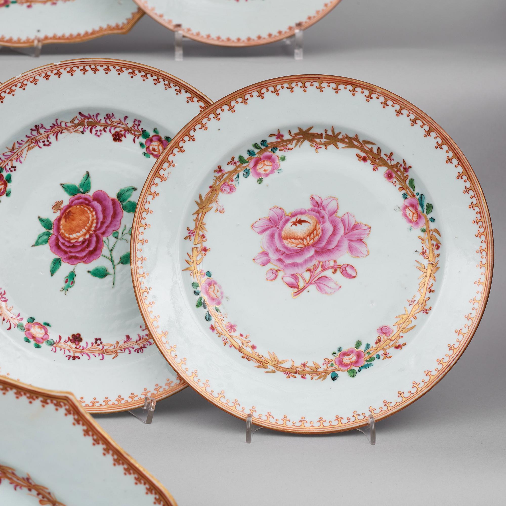 A famille rose dinner service, Qing dynasty, Qianlong (1736-95). (42 pieces).