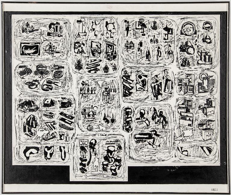 ALBERT JOHANSSON, blandteknik/collage, "Substitution V", 1966.