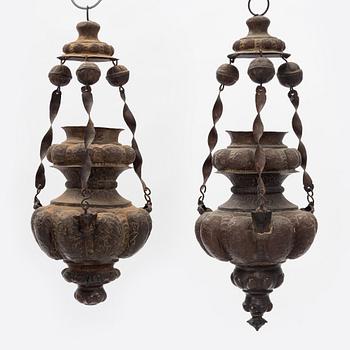 Two tabernacle lamps, Southern Europe, 19th century.