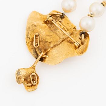 Collier med hänge/lås Ole Lynggaard 18K guld med odlade pärlor.