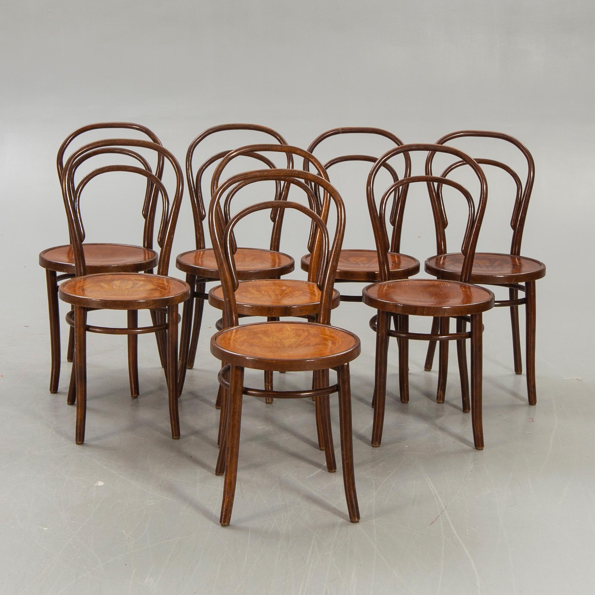 Chairs, 8 pcs, bentwood, first half of the 20th century.