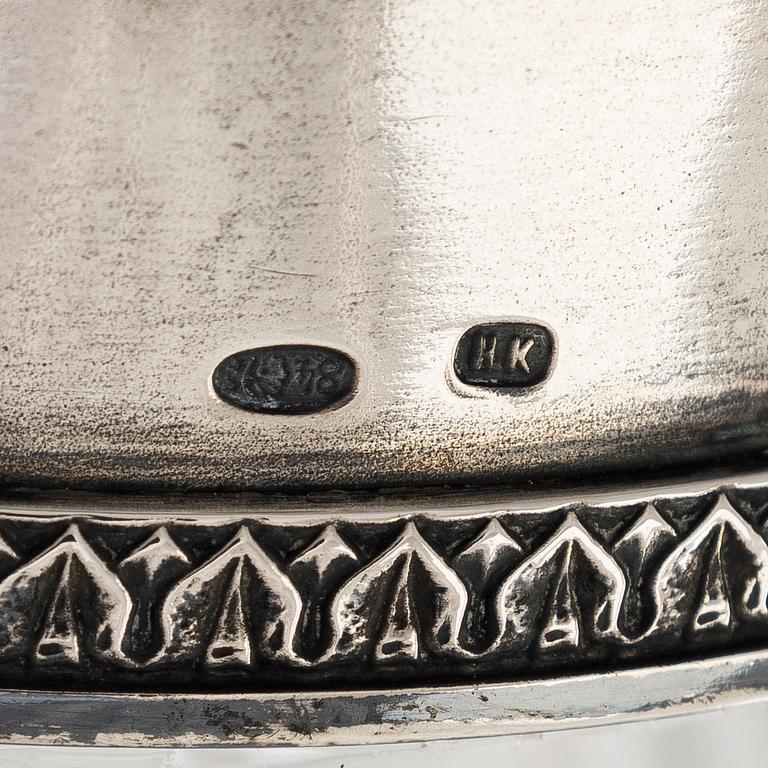 A silver mounted cut glass ewer, St. Petersburg, around year 1900.