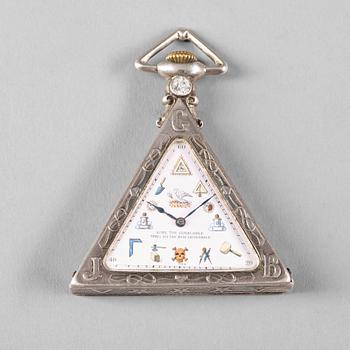 253. A silver triangular Masonic watch, Tempor Watch Co, ca 1940.