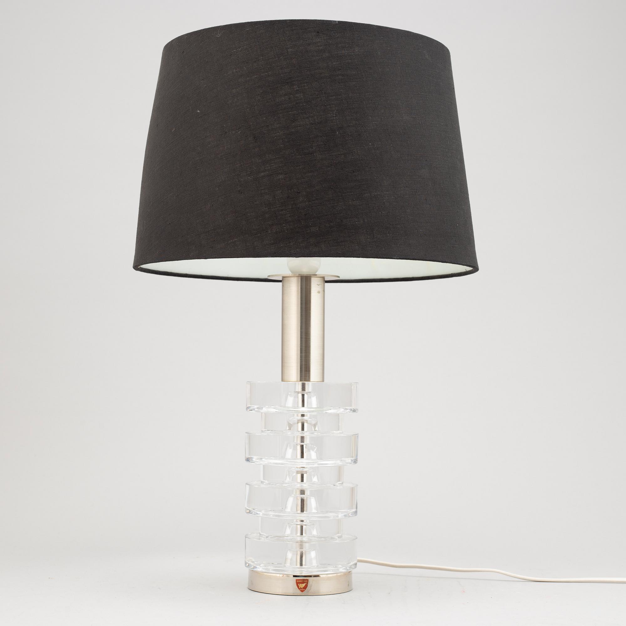 Carl Fagerlund, a glass and metal table lamp, Orrefors, second half of the 20th century.