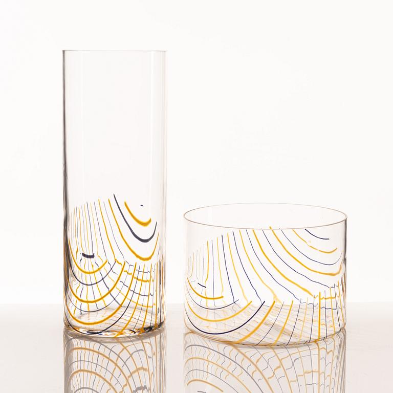 Rosanna Toso, vas och skål, glas, Fratelli Toso, Italien, 1900-talets andra hälft.