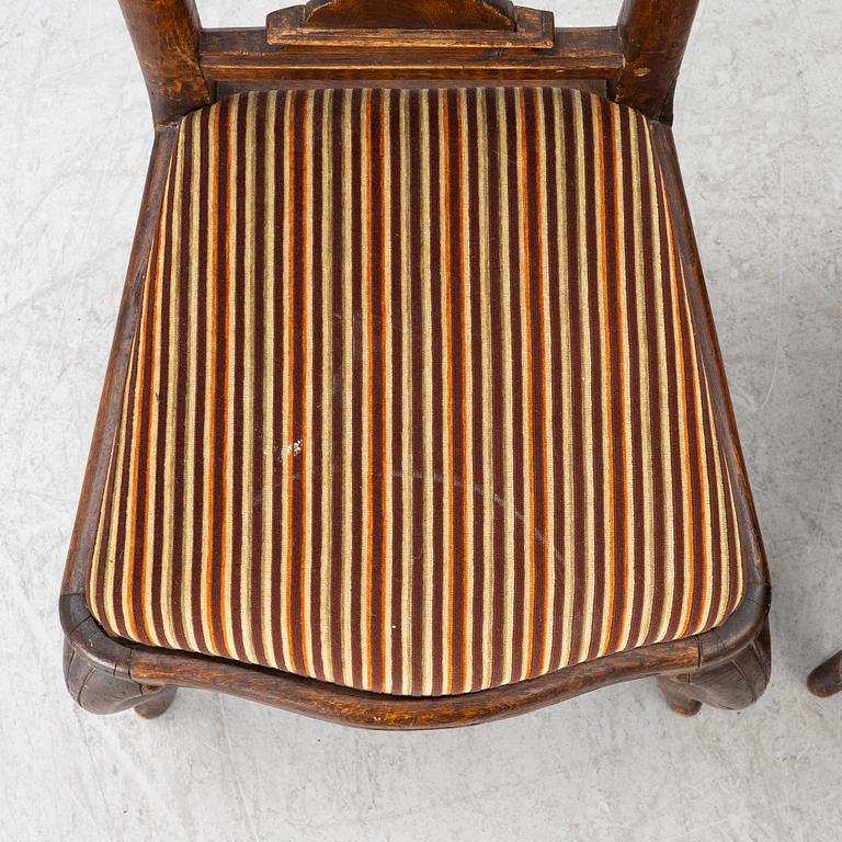 Pair of Rococo chairs, 18th century.