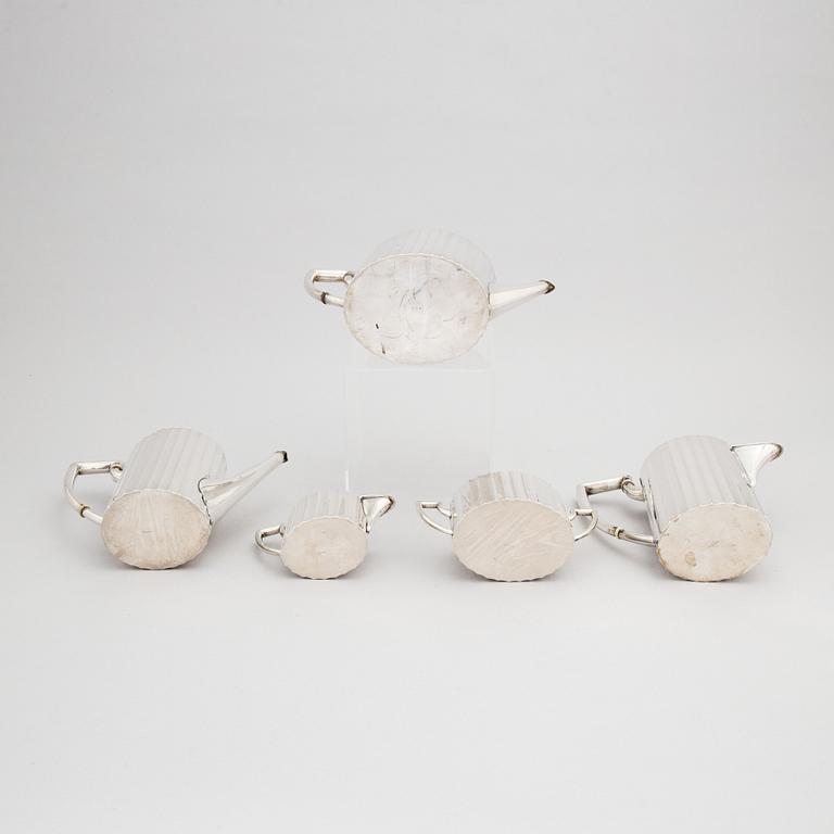 Silberwarenfabrik Alexander Sturm, kaffe- och teservis, 5 delar, silver 800, Art Déco, Österrike, efter 1925.