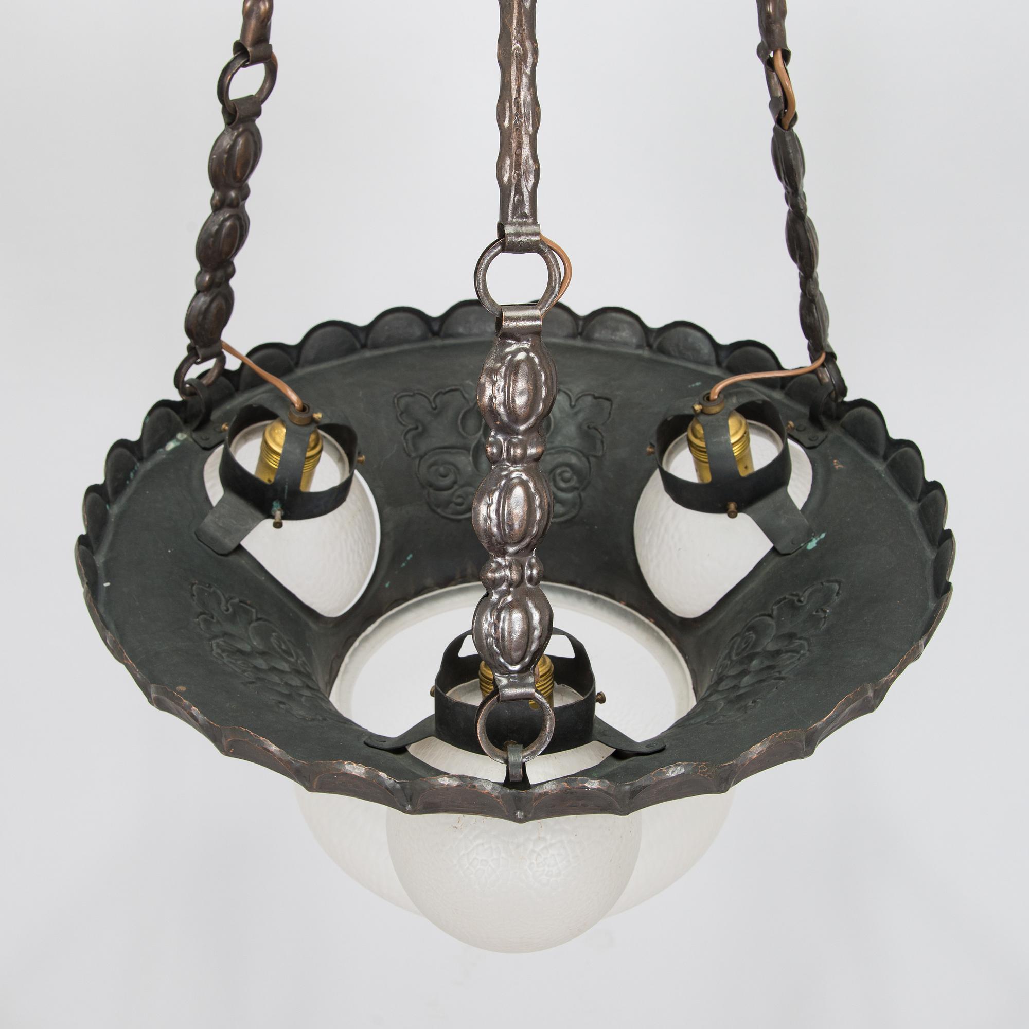 Arvid Böhlmarks Lampfabrik, chandelier model “5680”, Stockholm, 1910s–1920s.