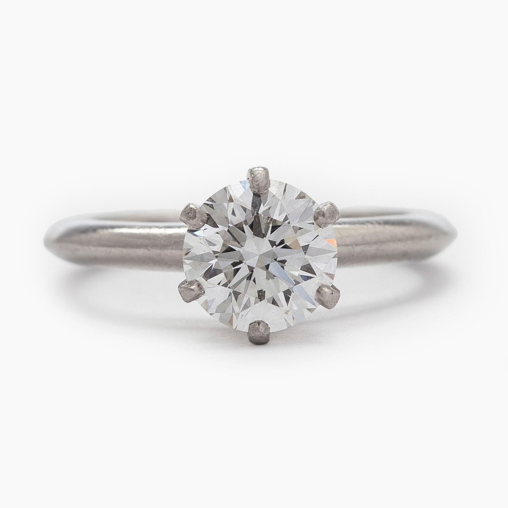 Tiffany & Co, a platinum ring with a brilliant-cut diamond 1.53 ct. With certificate.