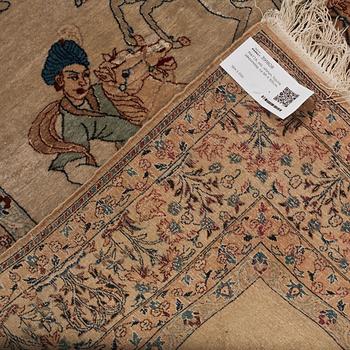 MATTA, old, Isfahan, figural, silkesinslag, ca 181 X 105cm.