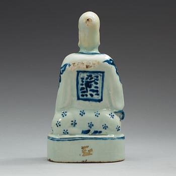 A blue and white figure of Shoulao, Ming dynasty (1368-1644).