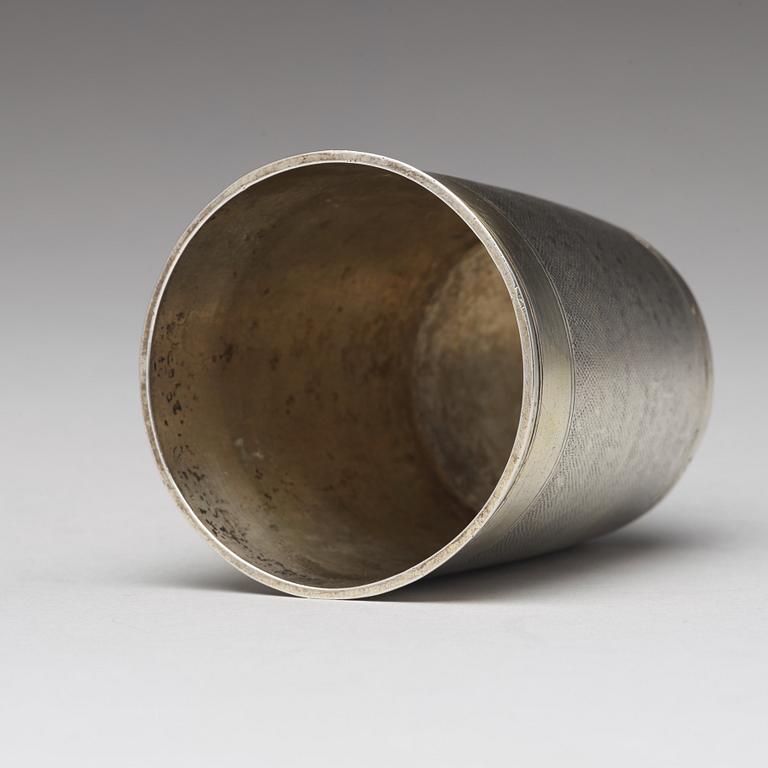 A German 17th century silver-gilt beaker, mark of Johann Höfler, Nürnberg (1655-1704).