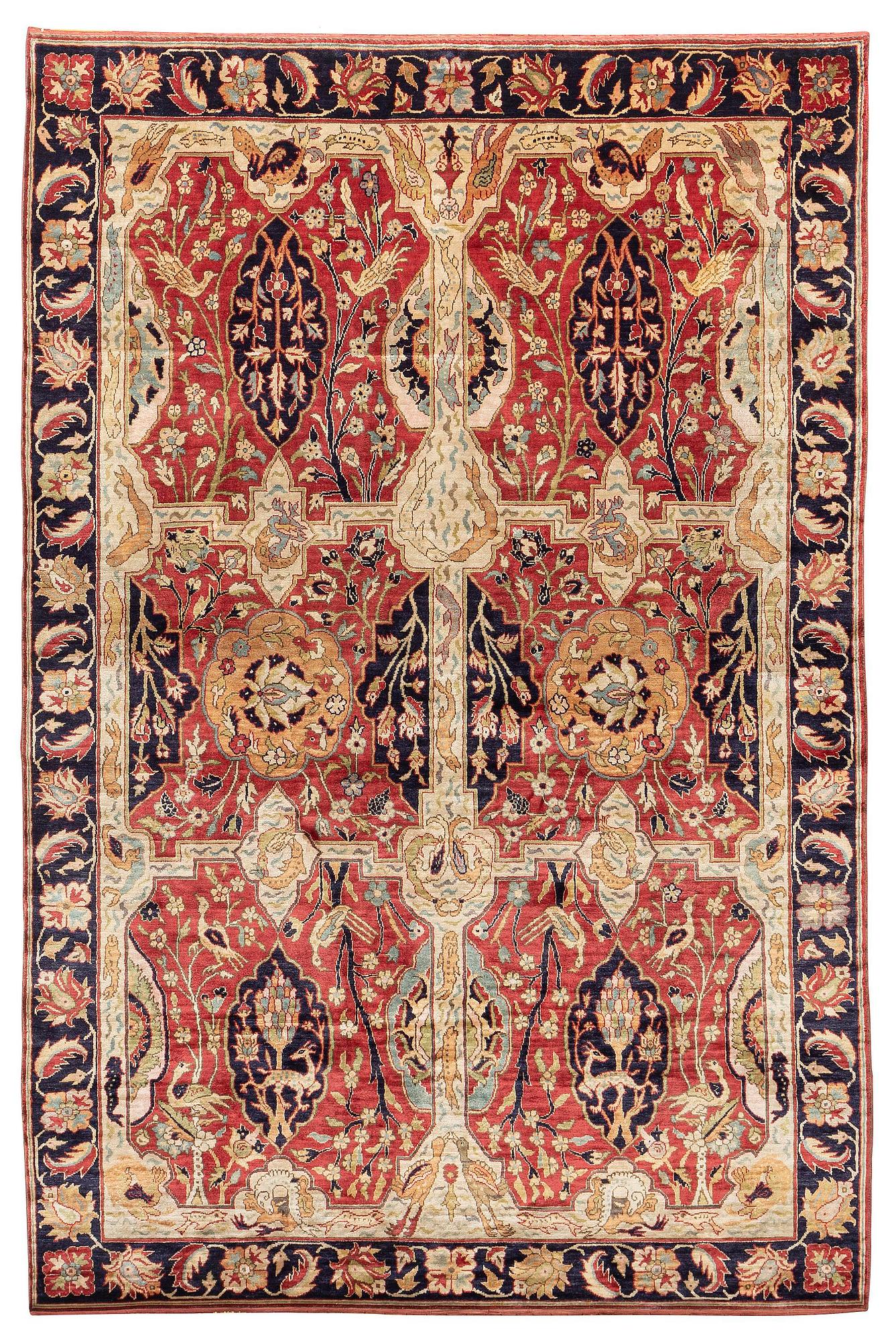 An antique Anatolian silk rug, c. 183 x 120 cm.