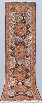 A part silk Tabriz runner, so called 50 Raj, approx. 300 x 77 cm.