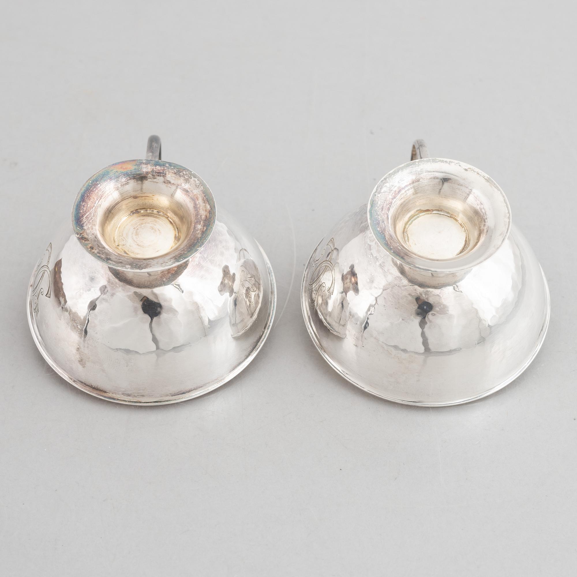 Six Swedish Silver Punch Mugs, mark of Fritz Olsson, Luleå 1949.