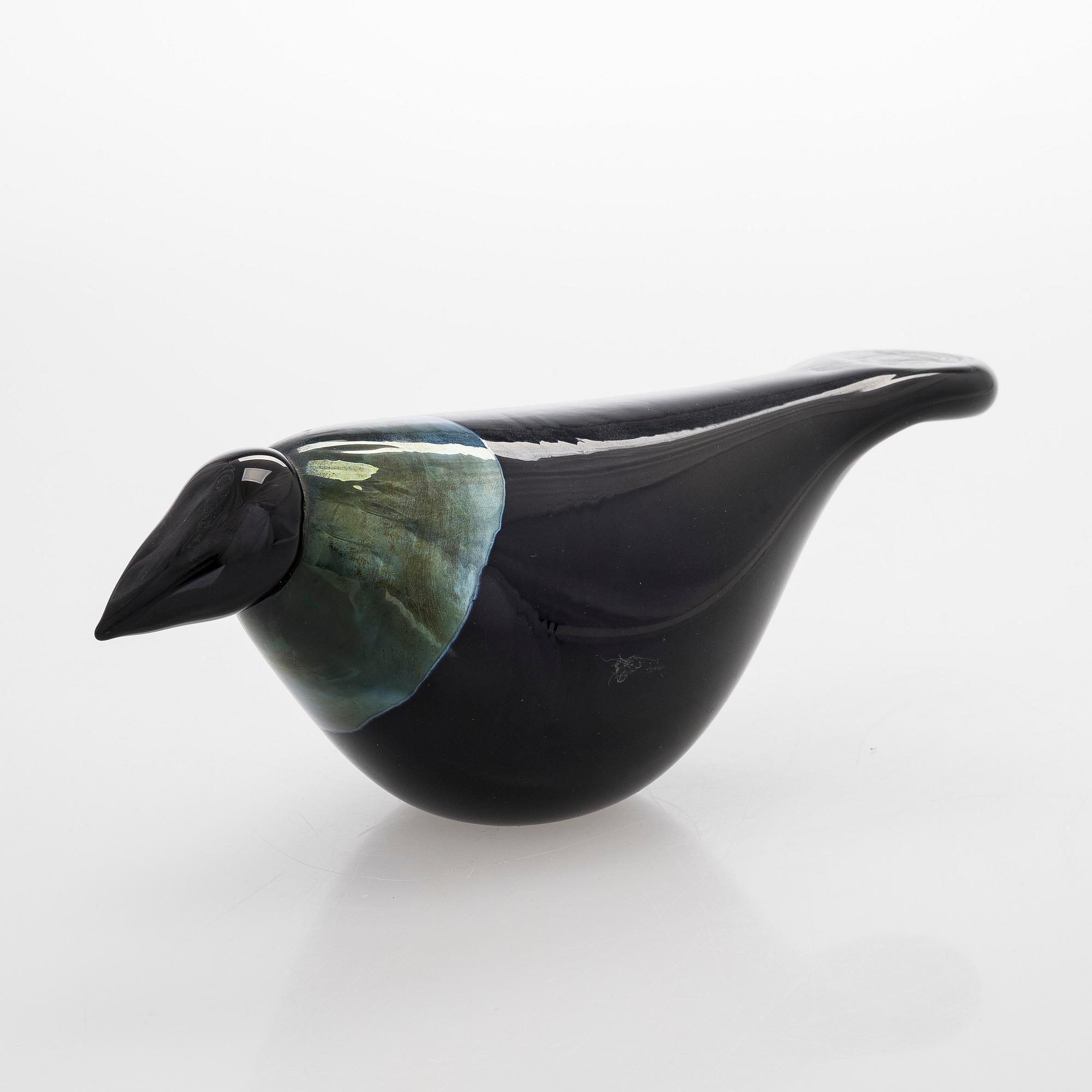 Oiva Toikka, a glass bird, 'Crow', signed Oiva Toikka Nuutajärvi Notsjö.