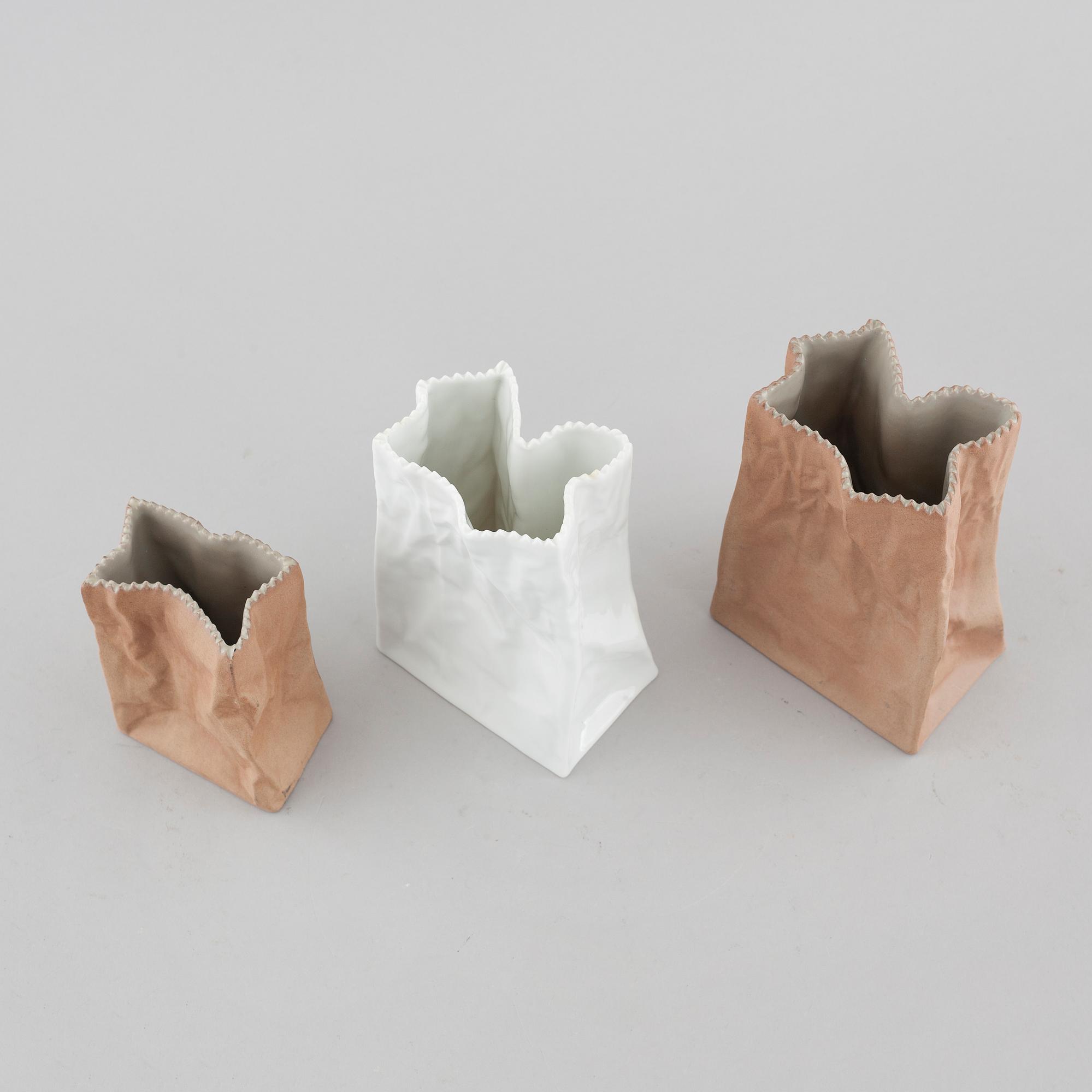 TAPIO WIRKKALA, 3 vaser, porslin, Rosenthal Studio Linie, 1900-talets andra hälft.