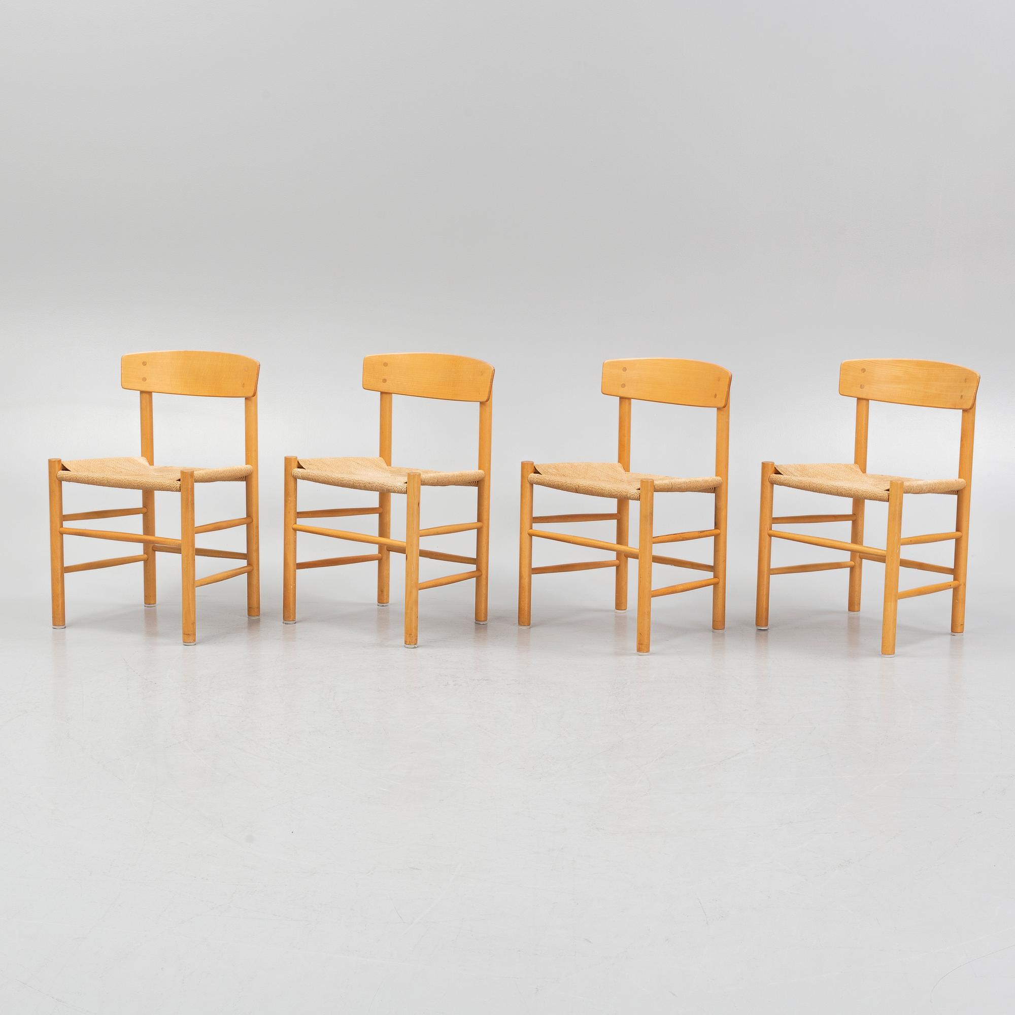Børge Mogensen, stolar 4 st, modell "J39", FDB  Møbler, Danmark, 1900-talets andra hälft.