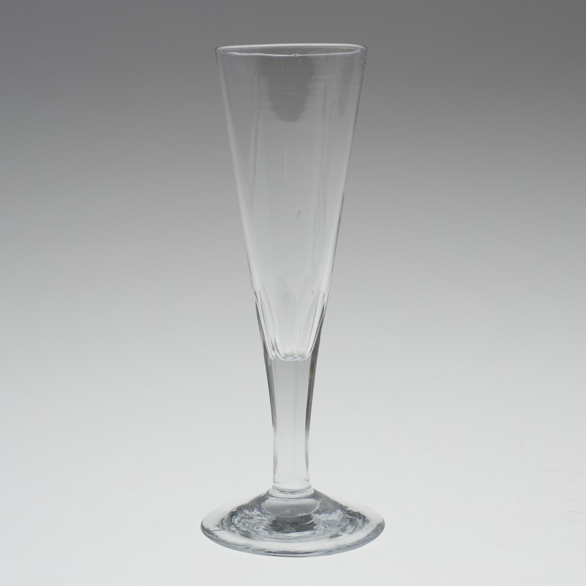 SEVEN MID 19TH CENTURY CHAMPAGNE GLASSES.