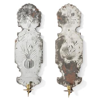86. A pair of one-branch late Baroque-style girandole mirrors, circa 1900 incorporating older elements.