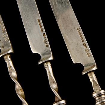 SILVERBESTICK, 46 st, 1800-tal respektive 1900-tal. Total vikt 1650 g.