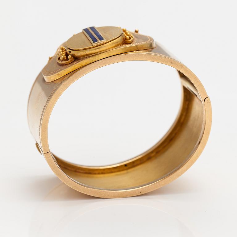 Armband, 18K guld, emalj. Olof Robert Lundgren, Åbo 1859 eller 1874.