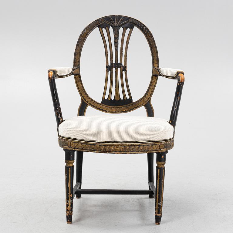 A Swedish Gustavian Armrest Chair, late 18th Century.