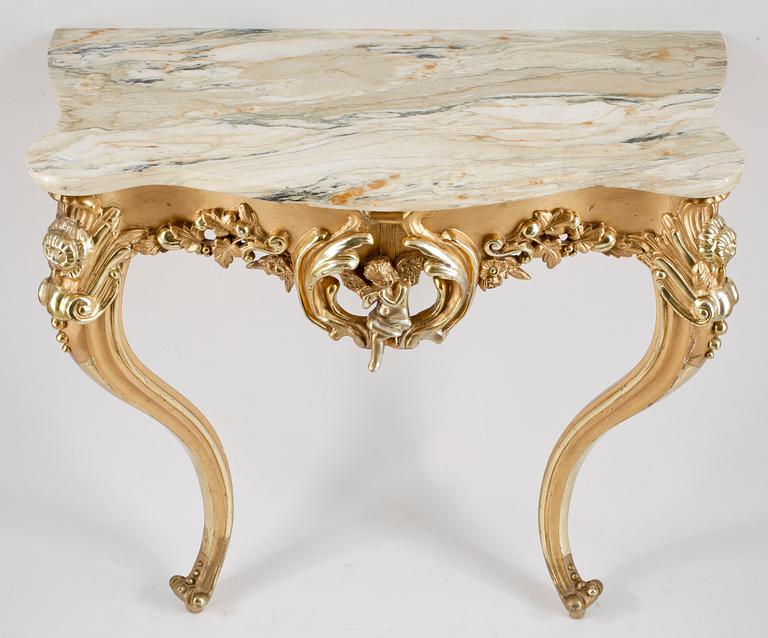 SPEGEL med KONSOLBORD, nyrokoko, sent 1800-tal.