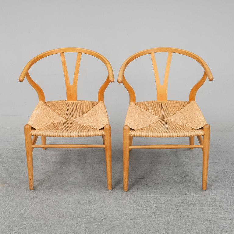 HANS J WEGNER, stolar, 6 st, "CH24" "Y-stolen", Carl Hansen & Son, Odense, Danmark, 1950-tal.