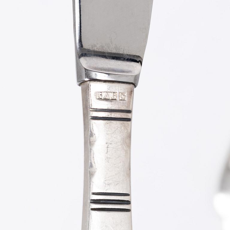 Jacob Ängman, a 46-piece silver flatware set i boxes, 'Rosenholm', GAB, Eskilstuna & Stockholm, Sweden, 1962-92.