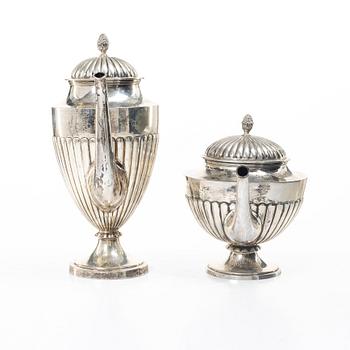 C.G. Hallberg, Tea and coffee service, 4 pieces, silver, Gustavian style, Stockholm 1897–1909.