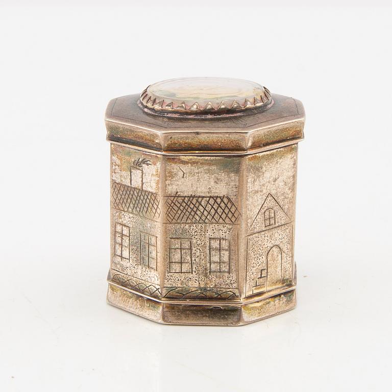 Scent box, silver, Oscar Julius Björkman, Karlskrona, 1878.