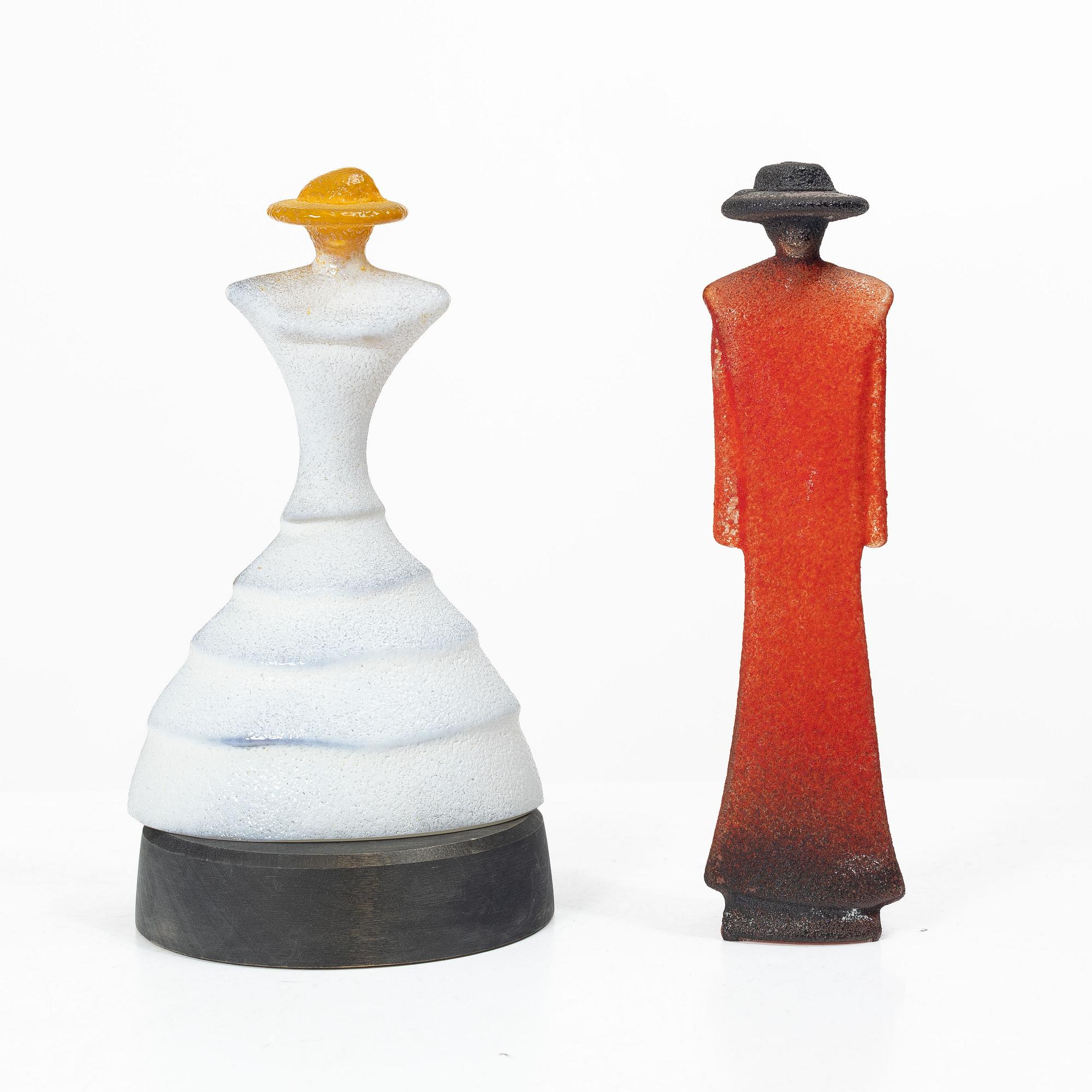 Kjell Engman, figuriner, 2 st, Kosta Boda.