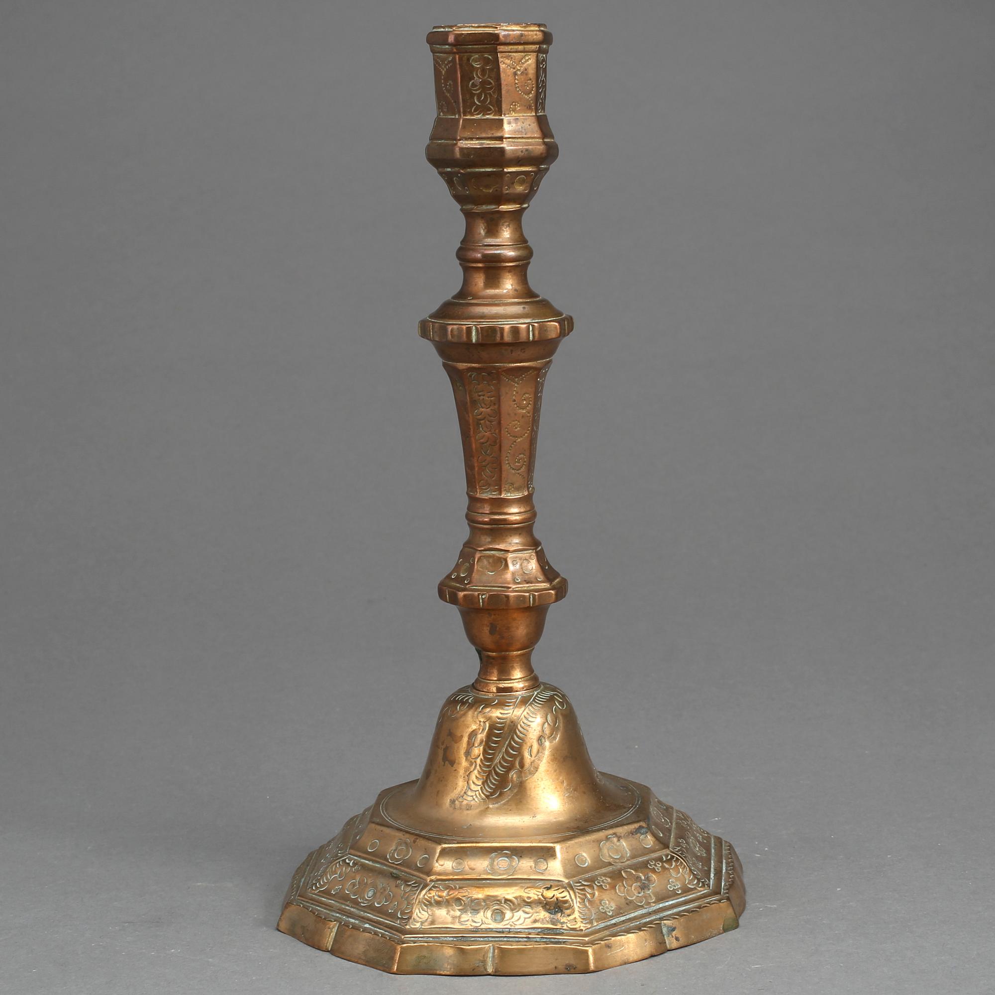 LJUSSTAKE, mässing, Barock, 1700-tal.
