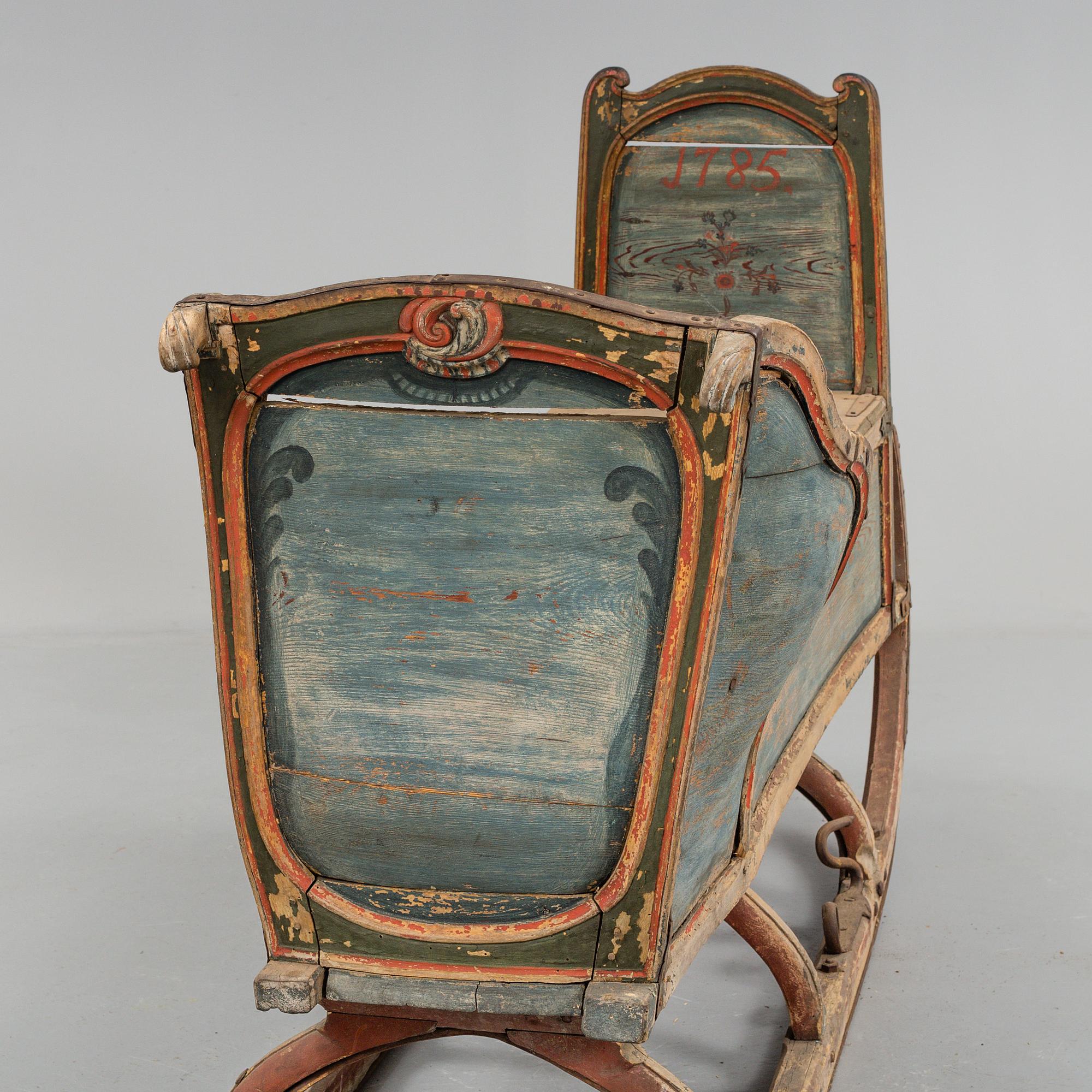 a folk art sleigh Forsa, Hälsingland 1785.