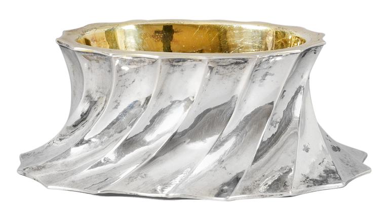 A Swdish 18th cent salt cellar, marks of Berndt Halk, Halmstad 1762.