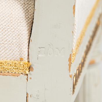 Four late Gustavian Stockholm chairs one signed EÖM  Erik Öhrmark turn of 18th/19th Century.