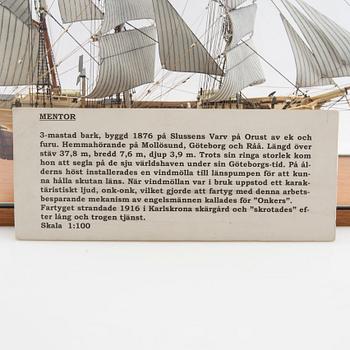 Fartygsmodell "Mentor", byggd av Sten Bergwall 1996.