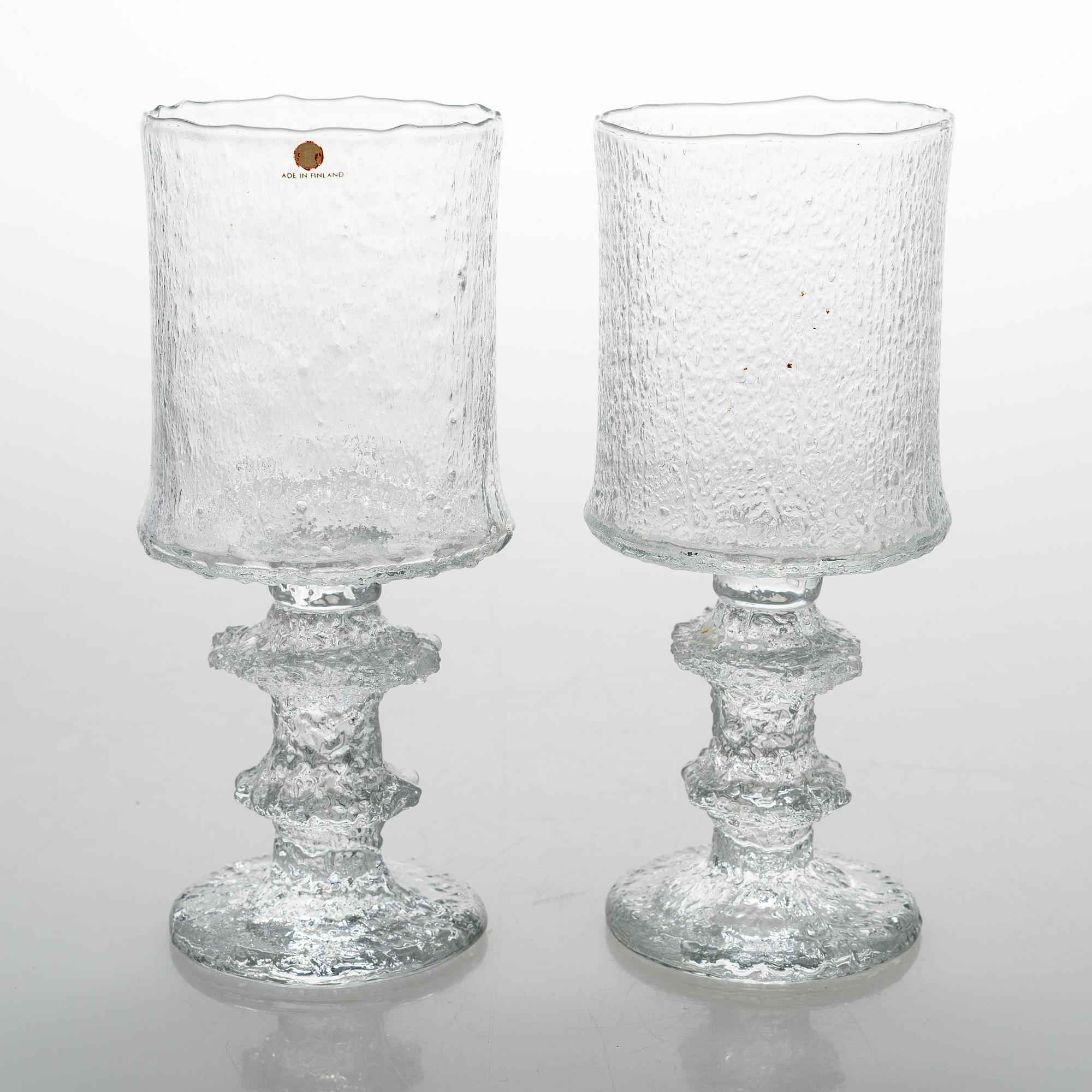 TIMO SARPANEVA, A set of six footed glasses,"Juhlalasi", 2140, Iittala. All signed TS. Design year 1967.
