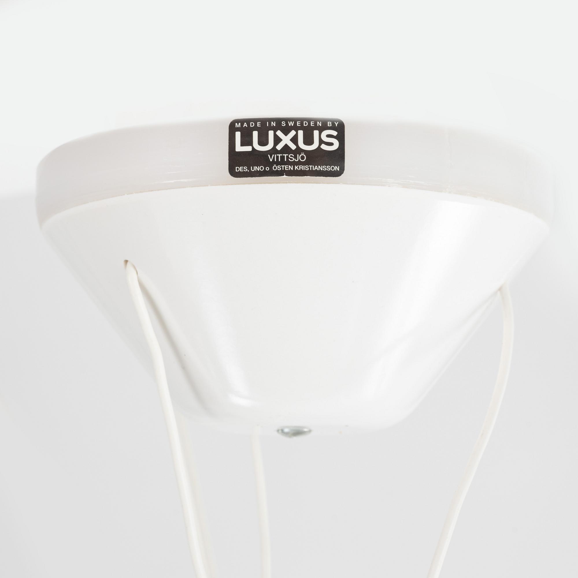 Uno & Östen Kristiansson, a pair of "Ufo", ceiling lamps, Luxus, Vittsjö, 1960-70.