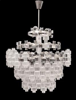 TAKLAMPA, Orrefors/Fagerhult, 1900-talets mitt. H 85.