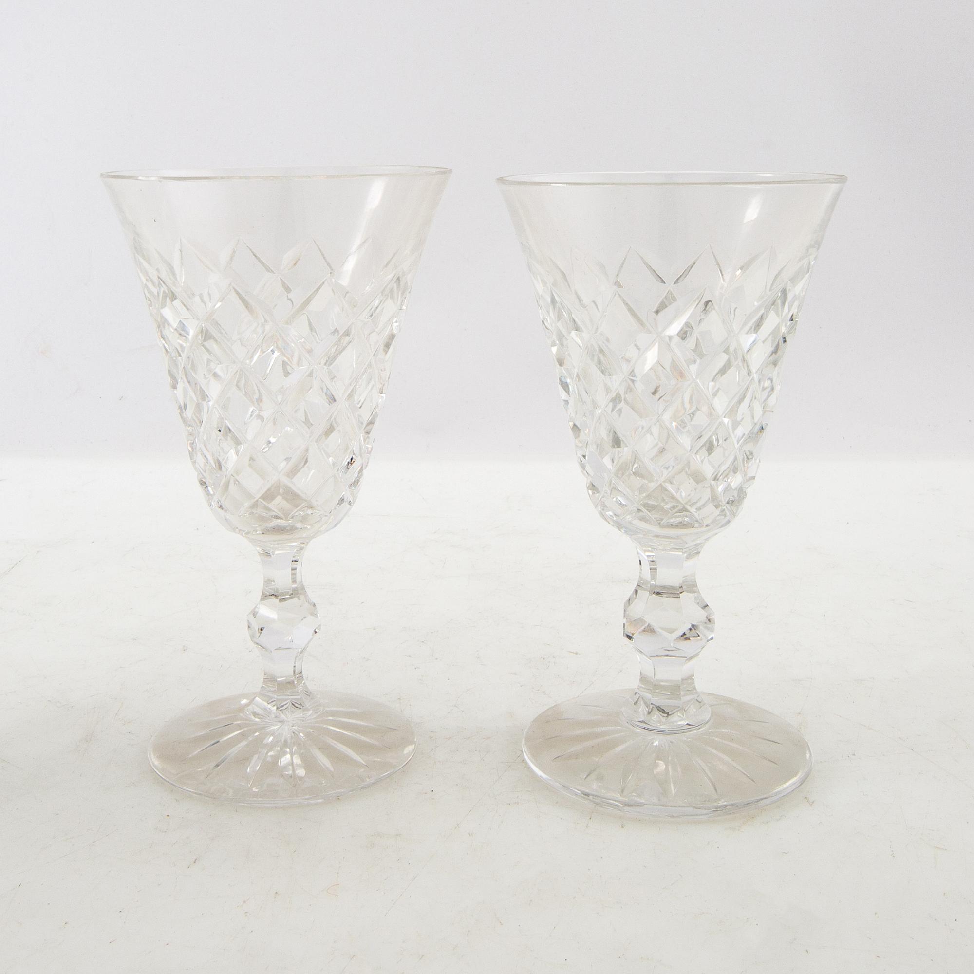 Fritz Kallenberg glass 8 pcs "Tjugo Rut" Kosta first half of the 20th century.